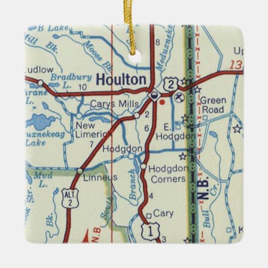 Houlton Maine  Map Keramisch Ornament (Voorkant)
