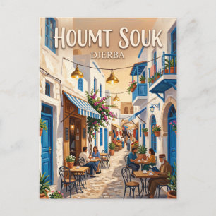 Houmt Souk Cafe Straat Tunesië Briefkaart