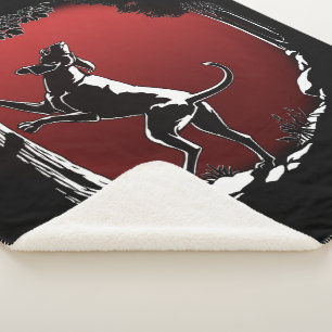 Hound Dog Art Blanket Hunting Dog Sherpa Blanket Sherpa Deken