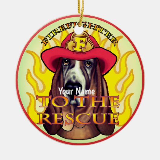 Hound Dog Brandweerman ornament (Voorkant)