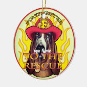 Hound Dog Brandweerman ornament (Links)