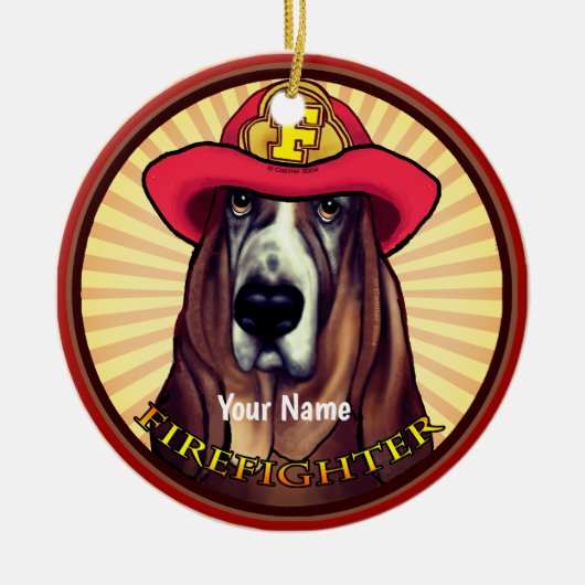 Hound Dog Brandweerman ornament (Voorkant)