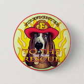 Hound Dog Brandweerman pin knop Ronde Button 5,7 Cm (Voorkant)