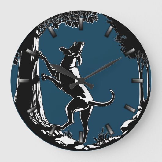 Hound Dog Clock Hunting Dog Art Wall Clock Grote Klok (Voorkant)