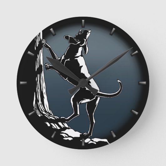 Hound Dog Clock Hunting Dog Art Wall Clock Ronde Klok (Voorkant)