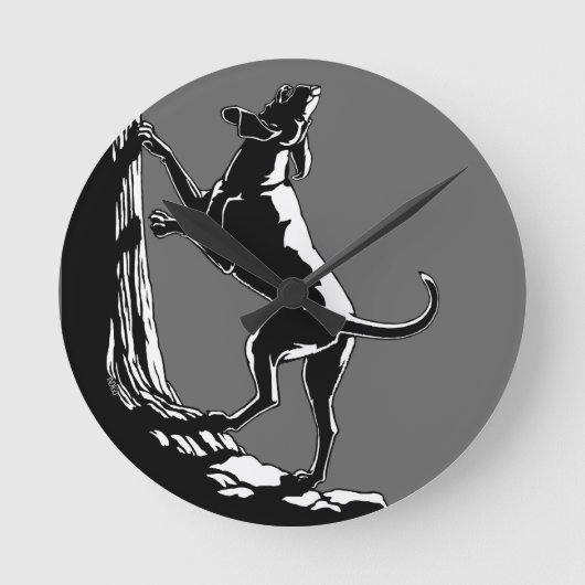Hound Dog Clock Hunting Dog Art Wall Clock Ronde Klok (Voorkant)