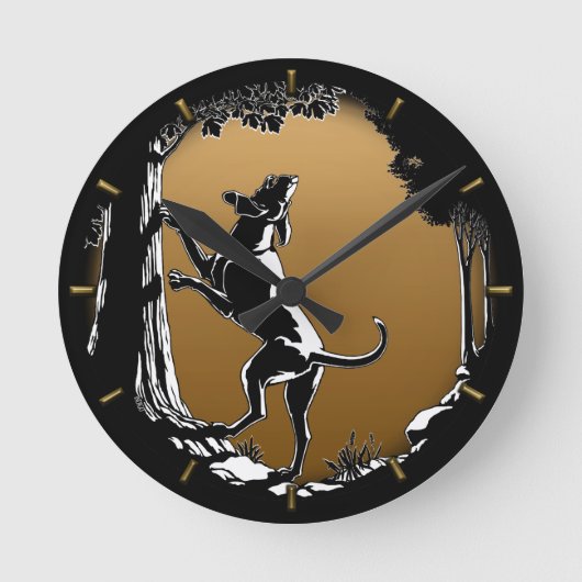 Hound Dog Clock Hunting Dog Art Wall Clock Ronde Klok (Voorkant)