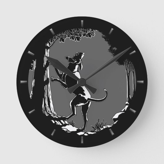 Hound Dog Clock Hunting Dog Art Wall Clock Ronde Klok (Voorkant)