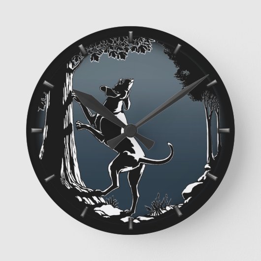 Hound Dog Clock Hunting Dog Art Wall Clock Ronde Klok (Voorkant)
