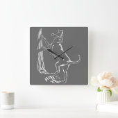 Hound Dog Clock Hunting Dog Art Wall Clock Vierkante Klok (Huis)
