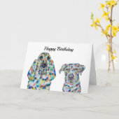 Hound Dog en Labrador Birthday Kaart (Gele Bloem)