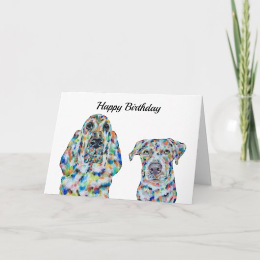 Hound Dog en Labrador Birthday Kaart (Voorkant)