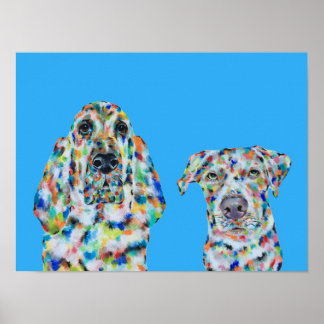 Hound Dog en Labrador Kunstposter Poster