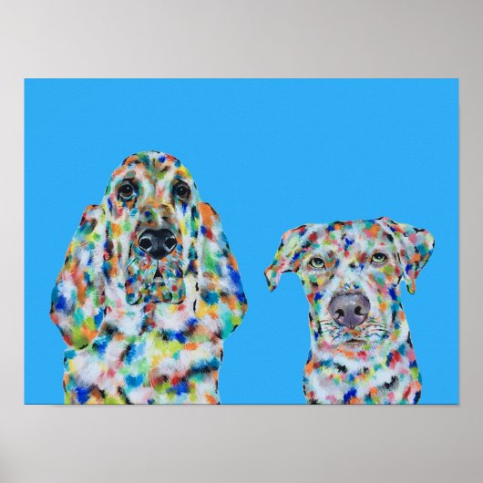 Hound Dog en Labrador Kunstposter Poster (Voorkant)