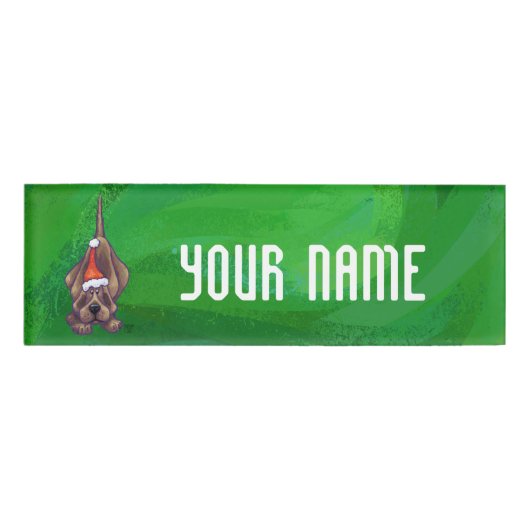 Hound Dog Kerstmis Op Groen Naambadge (Voorkant)