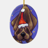 Hound Dog-kerstversiering Keramisch Ornament (Voorkant)