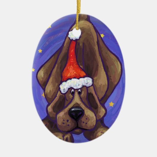 Hound Dog-kerstversiering Keramisch Ornament (Voorkant)