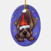 Hound Dog-kerstversiering Keramisch Ornament (Voorkant)