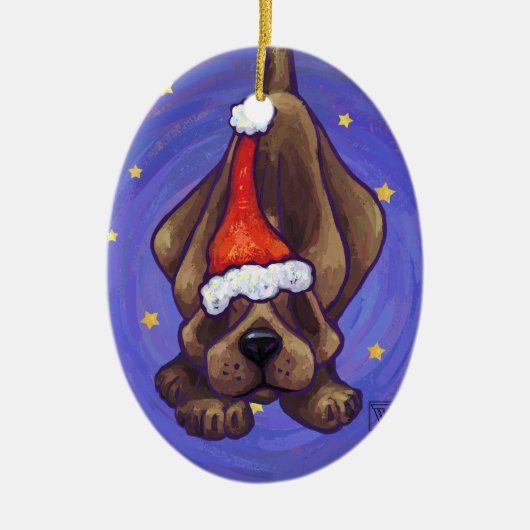 Hound Dog-kerstversiering Keramisch Ornament (Voorkant)