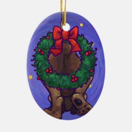 Hound Dog-kerstversiering Keramisch Ornament (Achterkant)