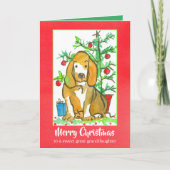 Hound Dog Merry Christmas achterkleindochter Kaart (Voorkant)