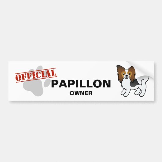 Hound driekleurige Papillon Cartoon Hond Bumpersticker (Voorkant)