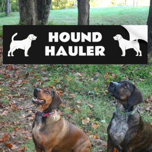 Hound Hauler Man en Vrouw Hond Silhouetten Zwart Bumpersticker