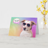 Hound hond op regenboog krijgen oude verjaardag kaart (Gele Bloem)