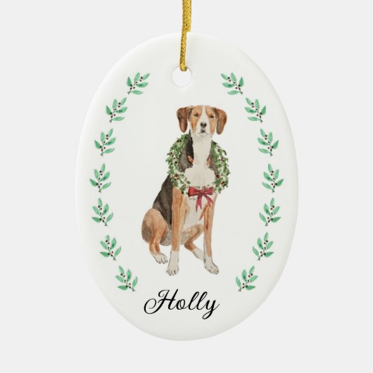 Hound kerstversiering keramisch ornament (Voorkant)