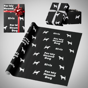Hound Mannelijke Hond Silhouetten Zwart en Wit Cadeaupapier
