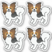 Hound Tricolor Papillon Cartoon Dog Illustraties Sticker (Voorkant)