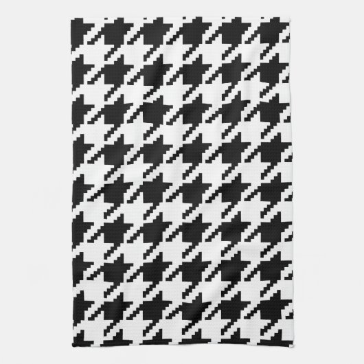 Hounds-tooth Zwart Wit Classic Weaving Pattern Theedoek (Verticaal)