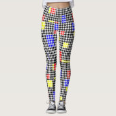 Houndstooth Abstract Black en Colors Moderne Art Leggings (Voorkant)
