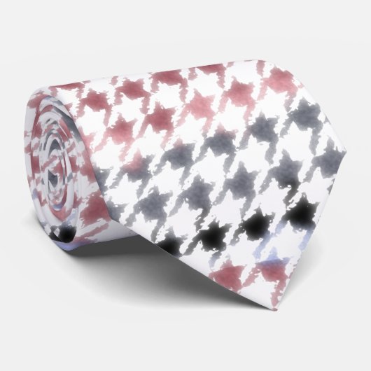 Houndstooth Abstracte Waterverf Stropdas (Opgerold)