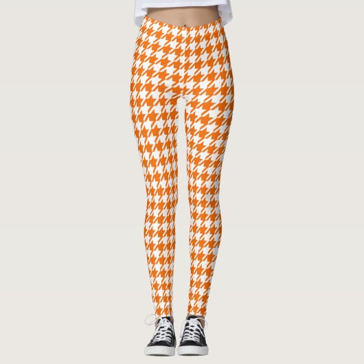Houndstooth Amberglow Oranje Leggings (Voorkant)