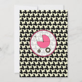 Houndstooth and Pink Baby shower Invitation Kaart (Voorkant)