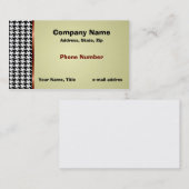 Houndstooth and Red Satin Ribbon Visitekaartje (Voorkant / Achterkant)