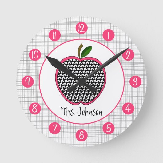 Houndstooth Apple persoonlijke klok voor leraren (Voorkant)