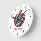 Houndstooth Apple Teacher Clock Ronde Klok (Hoek)