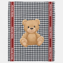 Houndstooth Bear Home Fleece Deken