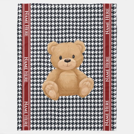 Houndstooth Beerhuis Fleece Deken (Voorkant)