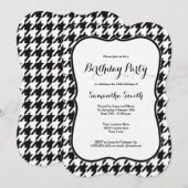 Houndstooth Birthday Party Kaart (Voorkant / Achterkant)
