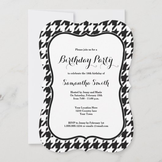 Houndstooth Birthday Party Kaart (Voorkant)