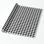 Houndstooth Black-and-White Abstract Check Pattern Cadeaupapier (Uitgerold)