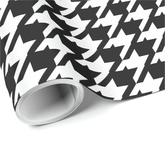 Houndstooth Black-and-White Abstract Check Pattern Cadeaupapier (Rol Hoek)