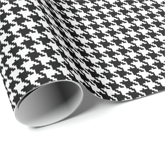Houndstooth Black en White Cadeaupapier (Rol Hoek)