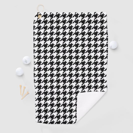 Houndstooth Black en White Golfhanddoek (Insitu)