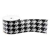 Houndstooth Black en White Jagged Checkpattern Grosgrain Lint (Spoel)