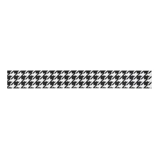 Houndstooth Black en White Jagged Checkpattern Grosgrain Lint (Voorkant)