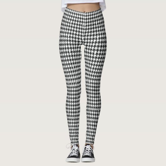 Houndstooth Black en White Leggings (Voorkant)
